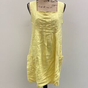 I.n.‎ Studio petite yellow linen pleated square neck sleeveless sheath dress